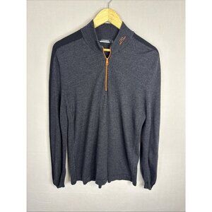 J.Lindeberg 100% Merino Wool Quarter Zip Golf Sweater‎ XL Charcoal Gray Black